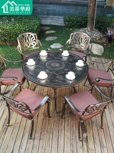 Modern Simplicity Aluminum Outdoor Table And Chair Set Cast Aluminum Outdoor Teahouse Villa Open Air Balcony Garden Furniture