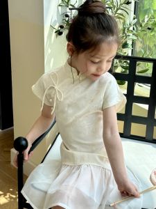 "Black Rose Mermaid Dress" Summer Womens Kids Guji Skirt Chinese Dress Cheongsam Princess Dress Chinese Style Gauze Skirt Brocade