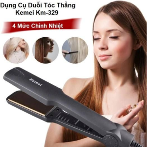 Máy Duỗi Tóc Máy làm tóc Máy Kẹp Ép Tóc Mini Kemei 329 Chính Hãng Nóng Nhanh 4 Chế Độ Chỉnh Nhiệt Duỗi Thẳng Tiện Lợi Tại Nhà
