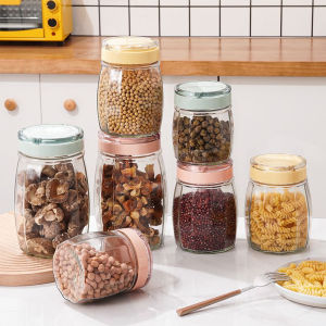 Portable Glass Sealed Storage Jar 1.06L Food Storage Container for Honey Lemon Wine Soaking Creative Kitchen Storage Canister