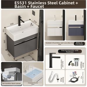 NIUNAISI | Stainless Steel Bathroom Cabinet 30cm