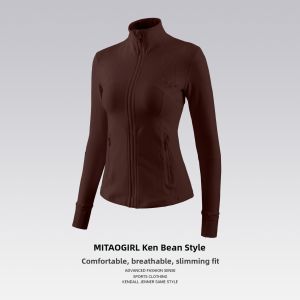 MITAOGIRL | Slim Fitting Stand Collar Yoga Jacket Slim Fit Sports Jacket