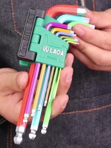 LAOA | LAOA 17PCS Rainbow Hex Key Set S2 Alloy Steel 58HRC Extended Ball Flat Head Hex Wrench Kit 1.5-10MM with Bits