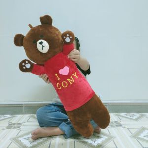 Brown Bear Doll Gấu nâu nằm chất nhung mịn gòn mềm mẫu mới