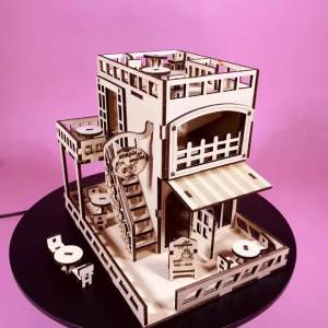 Coffee Shop 3D Wooden Puzzle Model Kit DIY Creative Gift Home Decor Household Item Unique Gift
