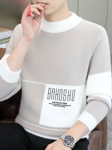 HENGYUANXIANG | Hengyuanxiang Mens Thickened Woolen Sweater Round Neck Knitted Half High Collar Fashionable Urban Winter Casual Loose Fit