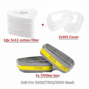 6200 7502 6800 Chemical Gas Mask with 6001 6002 6004 Box 5N11 Cotton Filter Paint Protection Respirator Replaceable