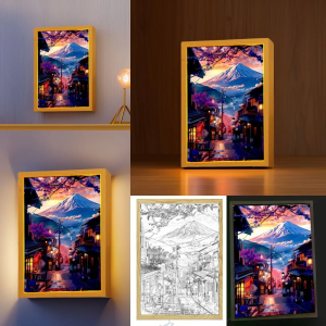 Beautiful City Mount Fuji Japan Light Painting Photo Frame Led Night Light Wall Lamps Home Decorate Christmas Gifts Moon Lamp