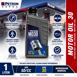 Petron Depot PETRON Motor Oil 30 1L SAE 30 Monograde Mineral Engine Oil API SD/CC Gasoline Diesel Cars