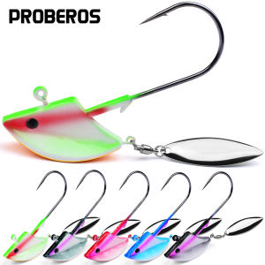 PROBEROS 10pcs 3g - 57g JIG HEAD Hooks 3D เหมือนจริงตา Barbed SHARP เหยื่อตกปลาน้ําเค็ม Pesca อุปกรณ์ตกปลาขายส่ง