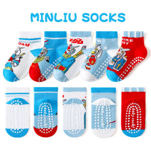 Childrens Breathable Thin Cotton Socks with Adhesive Points Non-Slip Floor Socks Cartoon Boat Socks for Boys And Girls