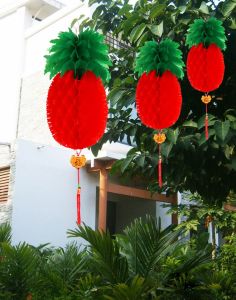 【Free Shipping】20/30CM Chinese New Year Folding Oil-plastic Paper Lantern Decorative Honeycomb Pineapple Ball Lanterns for Spring Festival