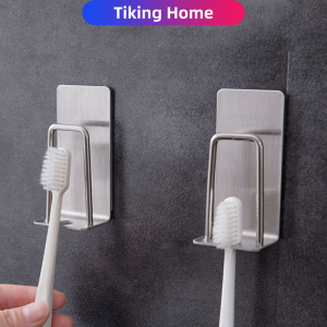 Stainless Steel Toothbrush Holder No punching Toothbrush Mouthwash Cup Storage Rack Bathroom Hats Towels Key Storage Holder Multifunction Kitchen Racks