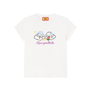 AFGK X Tombonia Collaborative Embroidered Couple Short Sleeve V-Neck Slim Fit T-Shirt Floral Print Youth Fashion Summer Wear