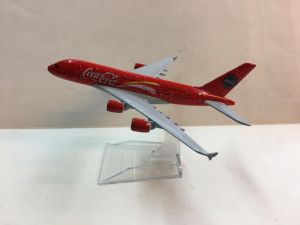 FLS Coca Cola A380 Diecast Metal Airplane Collection with Stand Vintage Novelty Ornamental Home Shop Office Decoration Table Desktop Decor Hobbies and Collector’s Item Educational Boys Girls Gift Item Miniature Collectible Aircraft Model Planes Aeroplane