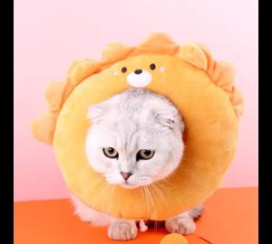 Cute Pet Cat Elizabethan Collar Dog Cat Wound Healing Anti-Bite Licking Neck Protection Collar Fun Crab Lion Soft Plush Collar