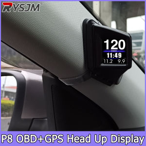 RYSJM | OBD2+GPS HUD P8 Speedometer On-board Computer Head Up Display Car Tachometer RPM Turbo BOOST Oil Pressure RPM Water Temp