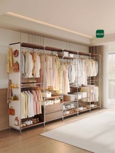 BEIJUBANG | Open Storage Metal Standing Wardrobe Rack
