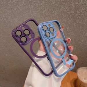 CrashStar ฟิลม์นิรภัยสำหรับเลนส์ MagSafe เคสแข็งคลุมเคสโทรศัพท์กันกระแทกสำหรับ iPhone 15 14 Pro Max Plus 13 Pro Max 12 11ชาร์จไร้สายเคสใส่โทรศัพท์ขายดีฝาครอบโทรศัพท์กันตกแบบใส