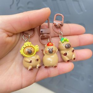 Cute Capybara Keychain Pendant Student Backpack Cartoon Hanging Decorations Girls Bag Accessories U-Buckle Small Turtle Design