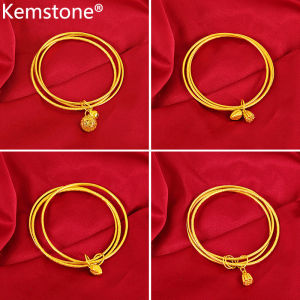 Kemstone Fashion 3 Layers Bangles 24k Gold Plated Bracelet Jewelry for Women