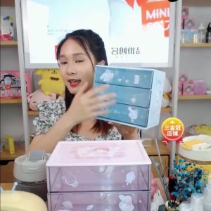 MINISO Sanrio Drawer Makeup Storage Box Small Cute INS Jewelry Dormitory Desktop Storage Rack名创优品三丽鸥抽屉式收纳可爱宿舍杂物手账桌面整理收纳盒
