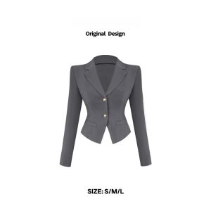 Phong Cách Hàn Quốc Đồng Phục Đại Học Preppy Jk Vòng Eo -Bộ Đồ Băm Bông Áo Khoác Nữ Mùa Thu Mùa Đông Bộ Cao Cấp Mới Vòng Eo Kẻ Caro Ve Áo Quần