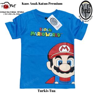 KFS 82 Baju Kaos Mario Anak Laki Laki Perempuan Cotton 30s 1-10 Tahun