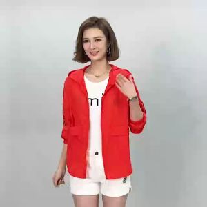Woman Summer Thin Sunscreen Jackets Female Loose Long Sleeve Embroidered Jacket Hollow Out Ladies Casual Zipper Hooded Jacket