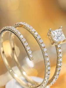 Queensun 18K gold 0.25carat lab grown diamond oval cut nail row ring customize diamond gemstone ring ring jewelry for women Ladies gifts jewelry gift 钉子钻石戒指女生