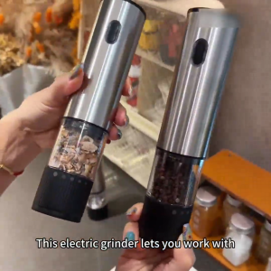 🔥 DIODIY Automatic Electric Pepper Grinder Salt Mill Rechargeable Stainless Steel Ceramic Core Adjustable LED BPS Certified - 5-Level Type-C