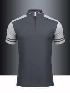 Ice Silk Half Zip Polo Shirt Mens Short Sleeve Summer Top Breathable Elastic Fitness Sports Quick Dry Shirt Collar T-Shirt