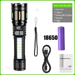 Đèn Pin LED Chiến Thuật Có Thể Sạc Lại Bằng USB Đèn Pin Leo Núi Nhẹ Để Tự Vệ