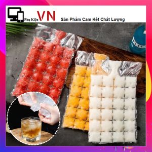 SET 10 Túi Làm Đá 24 Ô Dùng 1 Lần - Túi Nilong Làm Kem Làm Đá Viên Nước Trái Cây Soda 24 Ngăn Vô Cùng Tiện Lợi / Khuôn Làm Thạch - Khay Đá Viên Kháng Khuẩn Chống Mùi Tủ Lạnh