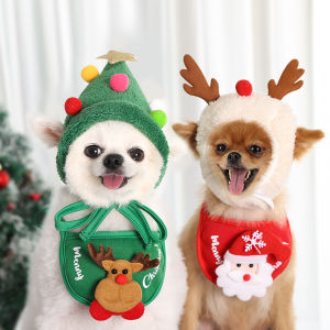 Funny Dog Christmas Hat Pets Santa Bibs New Year Party Cosplay Costume Puppy Cap Cute Bandana Clothes Accessories Gift For Cats and Dogs