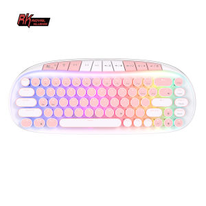 RK ROYAL KLUDGE ROUND Retro Punk Mechanical Keyboard 2.4G Wireless Bluetooth USB 68 Keys RGB Hot Swap Typewriter Gamer Keyboard