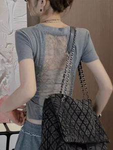 เสื้อยืดแขนสั้นผ้าลูกไม้รูเปิดสำหรับผู้หญิงในช่วงฤดูร้อน เสื้อชั้นในทรงเข้ารูป ทรงเข้ารูป เสื้อชั้นในผู้หญิง เสื้อชั้นในแบบลำลอง