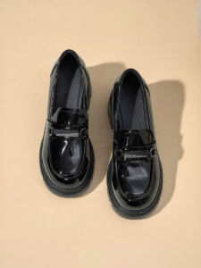Josiny | Thick Sole Loafers High Heels Black
