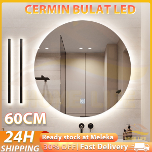 Bathroom Mirror  With 3 Colors Light Cermin Bilik Mandi Round Decorative Mirror Dressing Mirror Round Toilet Mirror