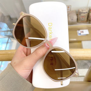 แว่นกันแดดทรงกลมสไตล์เกาหลีสำหรับผู้หญิง แว่นกันแดดแบบเรียบง่าย ป้องกันรังสียูวี แว่นกันแดดทรงเก๋ไก๋ แว่นกันแดดแบบหน้าแบน