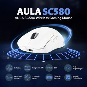 AULA | AULA SC580 Pro Gaming Mouse With Charging Base Adjustable 10000 DPI PAW3311 Sensor Wireless laptop accessories bluetooth Mouse