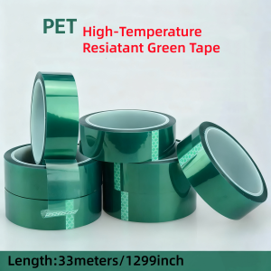 Green Polyester Hi-Temp Masking Tape PET Tape With Silicone Adhesive Ideal For Painting Powder Coating Circuit Boards