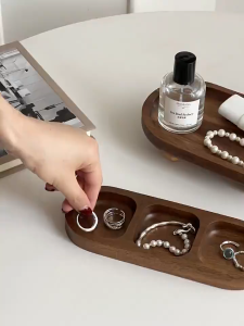 Retro  Wood Jewelry Tray Dulang Hiasan Key Perfume Aromatherapy Storage Home Decor Photo Organizer