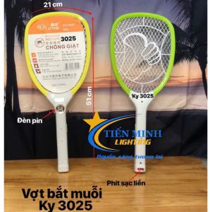 Vợt bắt muỗi KY 3025 mặt lưới chống  giật thiết kế 3 lớp lưới