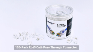 ZoeRax RJ45 Cat6 Pass Through Connectors 50PCS 30μ Gold-Plated 1.1mm Hole End for Ethernet Cable