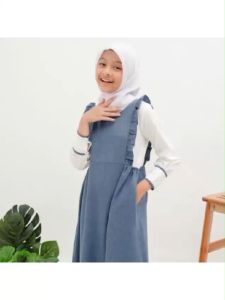 Gamis Overall Anak Perempuan Muslim Tanggung Umur 4-15 Tahun Kirana Dress