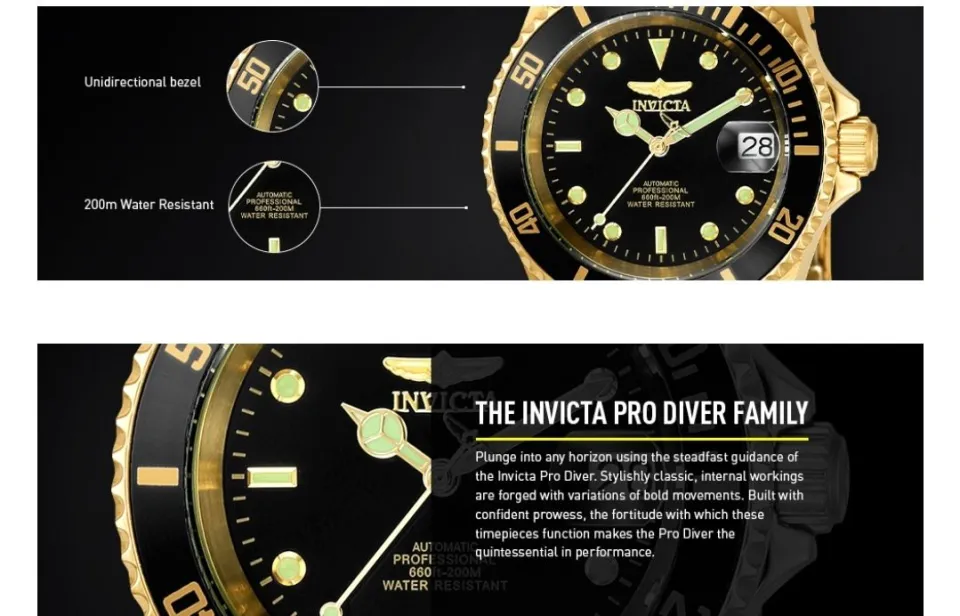INVICTA PRO DIVER 8929OB Automatic Steel Gold Watch Water