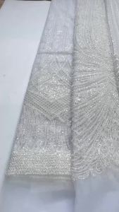 SJD LACE Luxury French Beads Mesh Lace African Lace Fabrics for Nigerian Women Wedding Tulle Beaded Dresses Net Party Lace 5044
