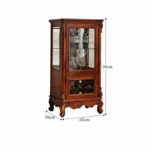 European American Style Wood and Glass Double Door Cabinet