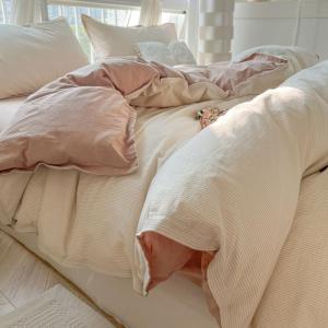 Bộ Đồ Chăn Ga 3 Món Sọc Rắn Cotton Đã Giặt